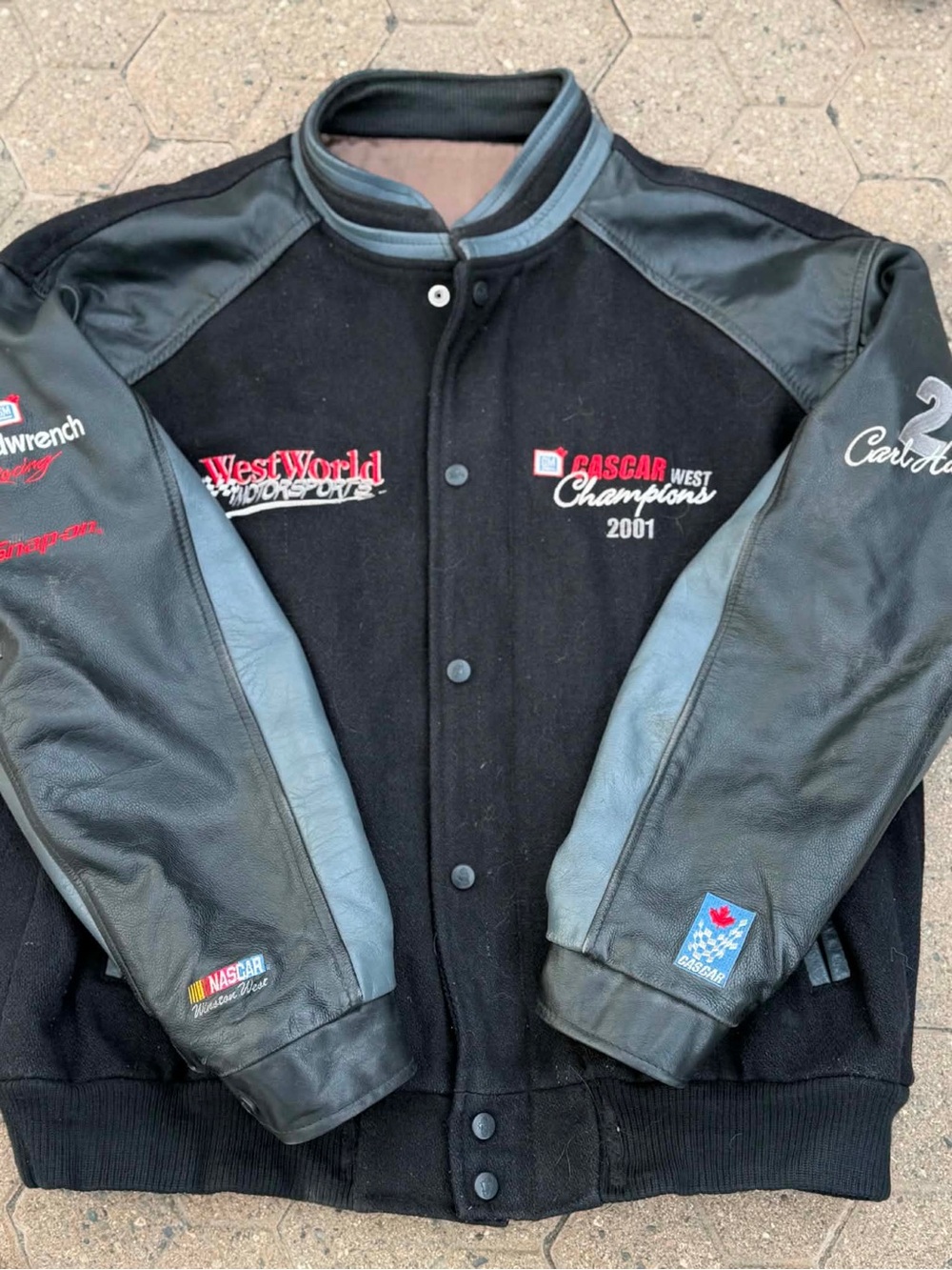 Vintage NASCAR West Champions 2001 Black & Gray Varsity Jacket